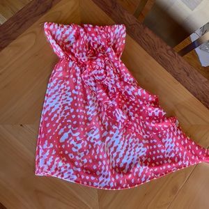 Forever 21 pink patterned strapless dress, size S